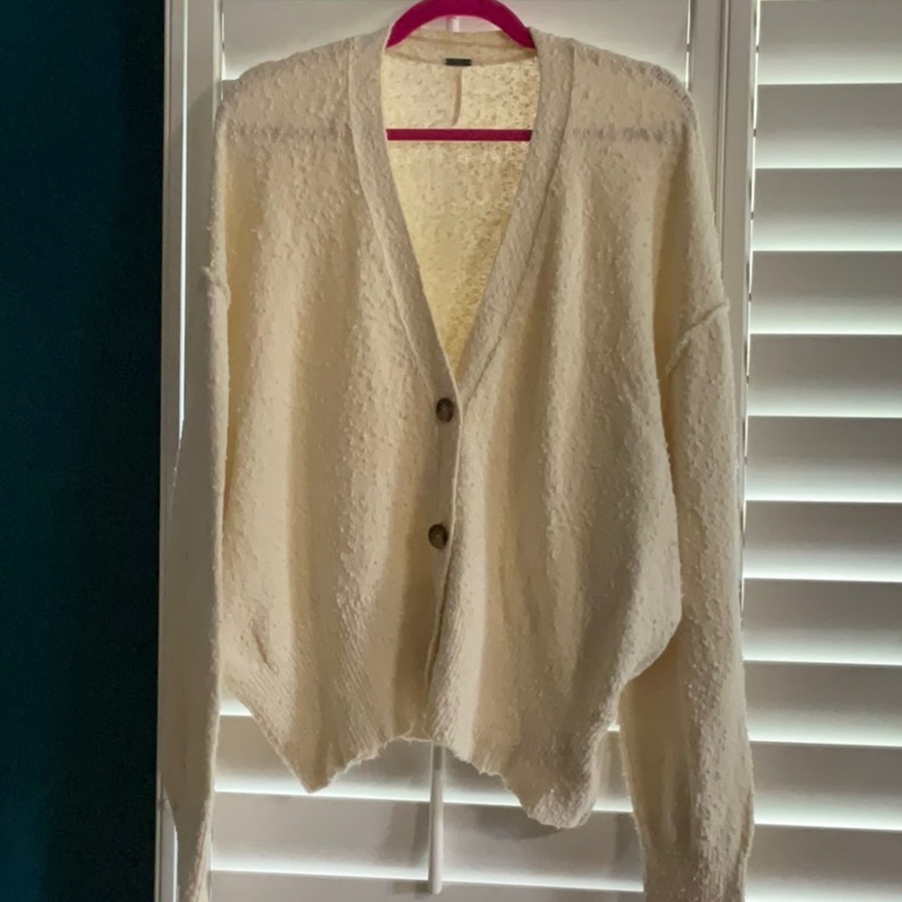 Free People Cream Cardigan Sweater Classic Style